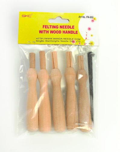 Set 5 Agujas Mango Madera Fieltro
