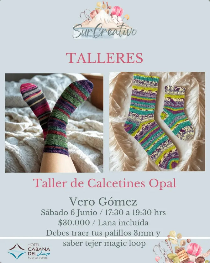 Taller de calcetines tejidos.  Sur Sur Creativo, Puerto Varas.