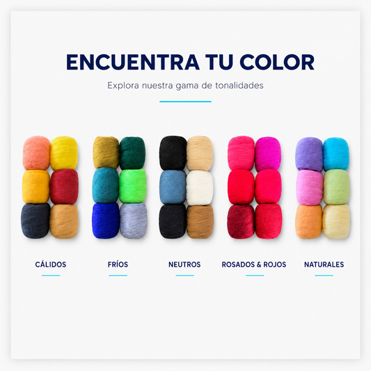 Lana Corriedale 28 Micras 6 colores - 60grs